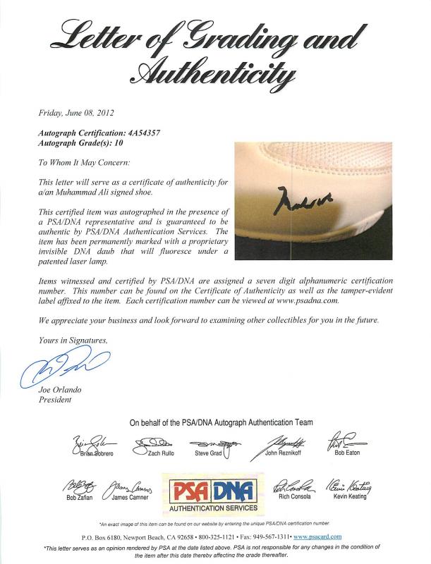 Muhammad Ali Signed Everlast Boxing Shoe Auto Graded Gem Mint 10